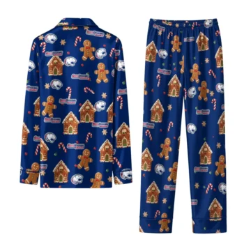 South Alabama Jaguars Long Pajama Set Personalized Candy Scatter Blue Fashion Forward