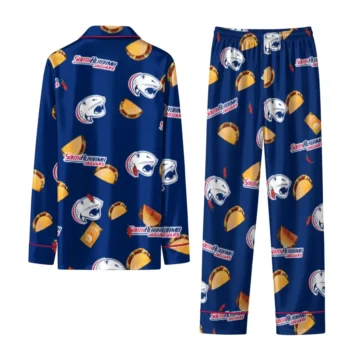 South Alabama Jaguars Long Pajama Set Personalized Snack Scatter Blue Fashion Forward