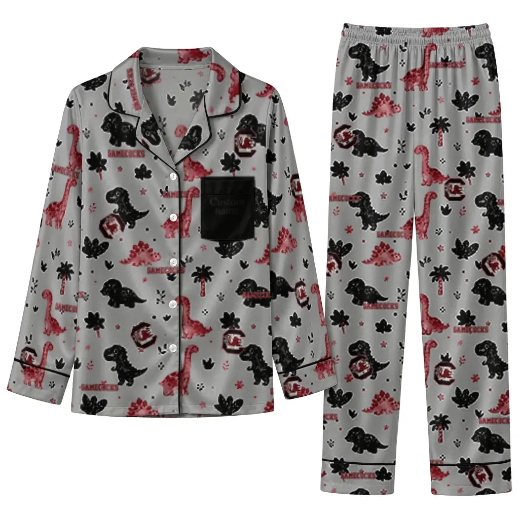 South Carolina Gamecocks Long Pajama Set Custom Character Scatter Best Selling South Carolina Gamecocks Long Pajama Set Custom Character Scatter Best Selling