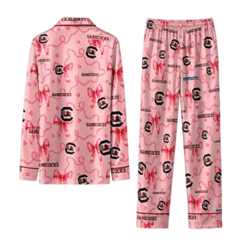 South Carolina Gamecocks Long Pajama Set Custom Ribbon Chains Garnet Fashion Forward
