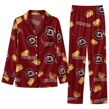 South Carolina Gamecocks Long Pajama Set Custom Snack Scatter Garnet Best Selling