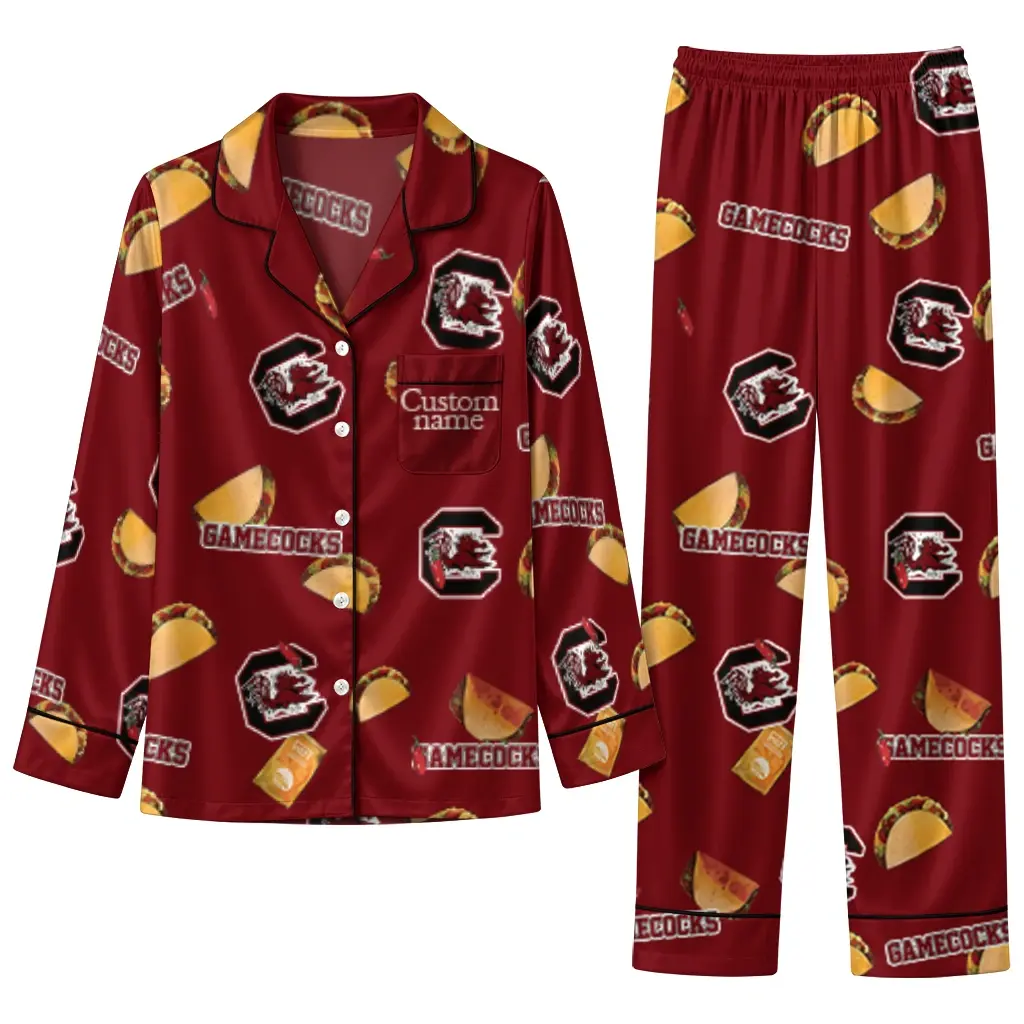 South Carolina Gamecocks Long Pajama Set Custom Snack Scatter Garnet Best Selling South Carolina Gamecocks Long Pajama Set Custom Snack Scatter Garnet Best Selling