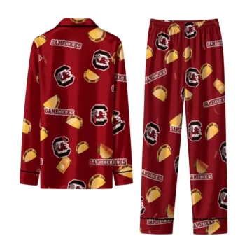 South Carolina Gamecocks Long Pajama Set Custom Snack Scatter Garnet Fashion Forward