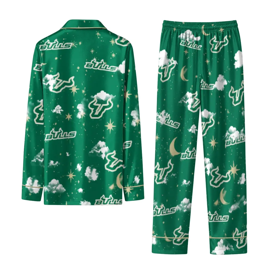 South Florida Bulls Long Pajama Set Custom Cloud Stars Green Fashion Forward South Florida Bulls Long Pajama Set Custom Cloud Stars Green Fashion Forward
