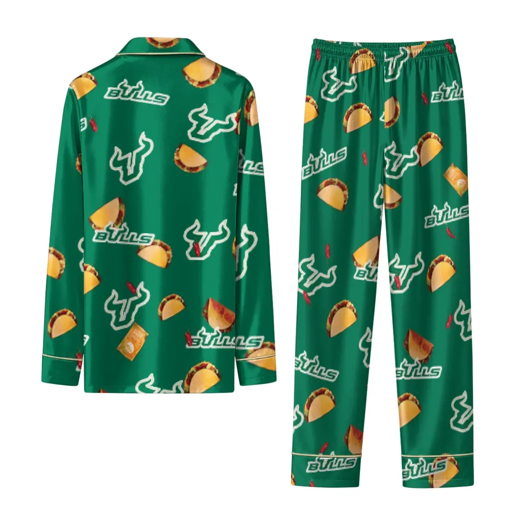 South Florida Bulls Long Pajama Set Custom Snack Scatter Green Fashion Forward South Florida Bulls Long Pajama Set Custom Snack Scatter Green Fashion Forward