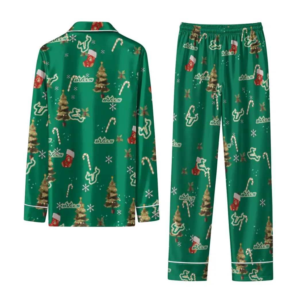South Florida Bulls Long Pajama Set Custom Sprig Scatter Green Fashion Forward South Florida Bulls Long Pajama Set Custom Sprig Scatter Green Fashion Forward