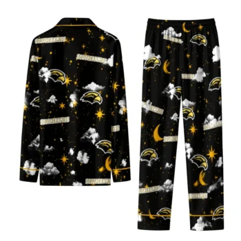 Southern Miss Golden Eagles Long Pajama Set Customized Cloud Stars Black Fashion Forward