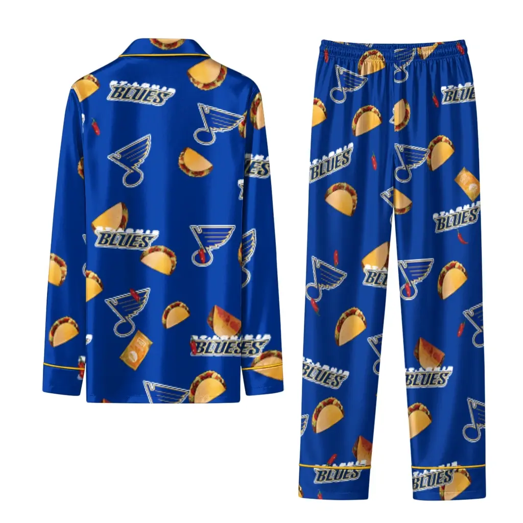 St Louis Blues Long Pajama Set Customized Snack Scatter Blue Fashion Forward St Louis Blues Long Pajama Set Customized Snack Scatter Blue Fashion Forward