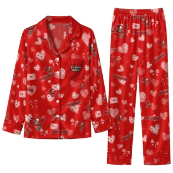 tampa bay buccaneers long pajama set personalized heart charms red best selling.webp