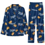 Tampa Bay Rays Long Pajama Set Custom Snack Scatter Navy Best Selling