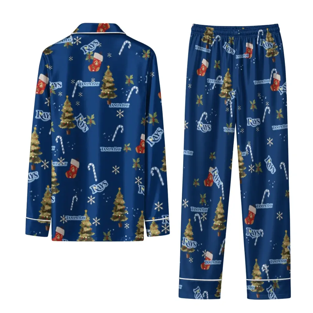 Tampa Bay Rays Long Pajama Set Customized Sprig Scatter Navy Fashion Forward Tampa Bay Rays Long Pajama Set Customized Sprig Scatter Navy Fashion Forward