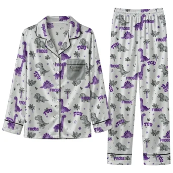 Tcu Horned Frogs Long Pajama Set Customized Character Scatter Best Selling