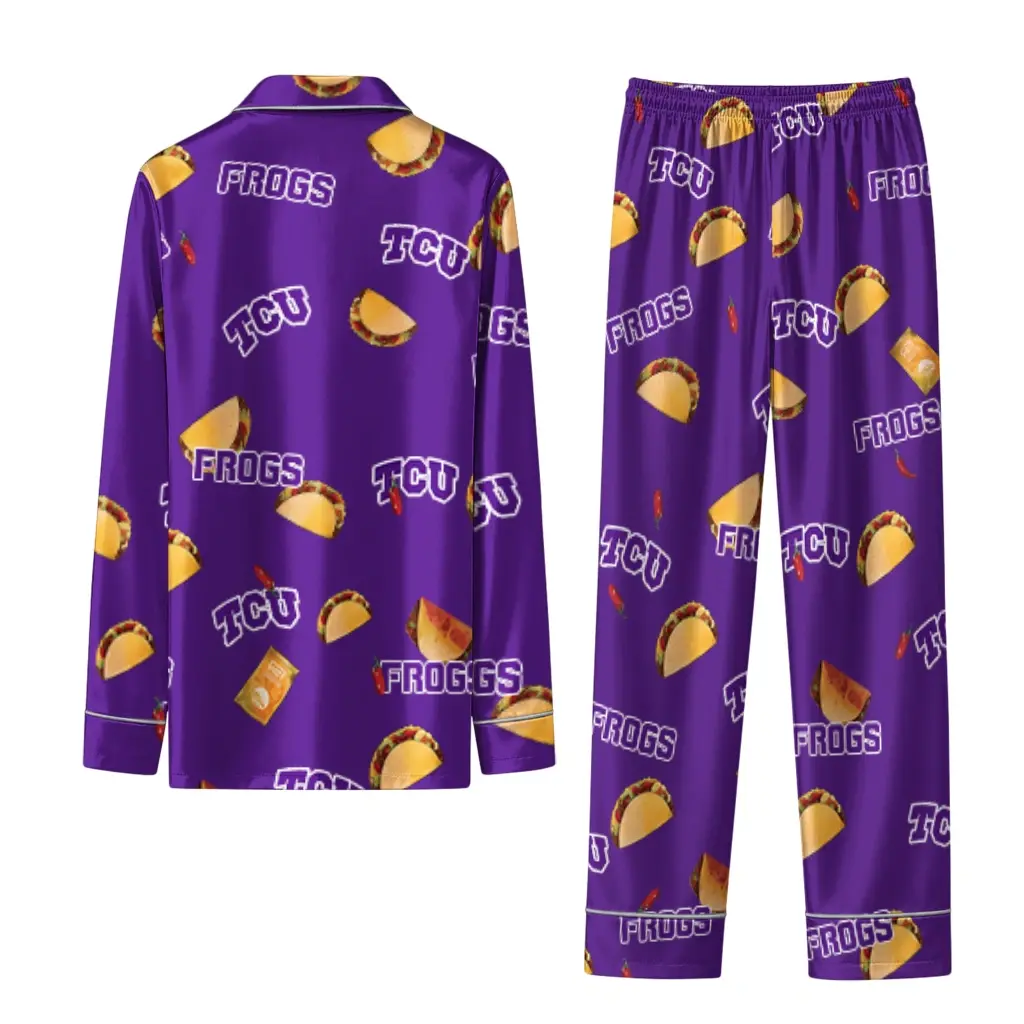 Tcu Horned Frogs Long Pajama Set Customized Snack Scatter Purple Fashion Forward Tcu Horned Frogs Long Pajama Set Customized Snack Scatter Purple Fashion Forward