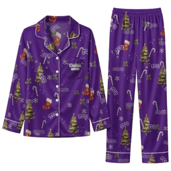 Tcu Horned Frogs Long Pajama Set Customized Sprig Scatter Purple Best Selling