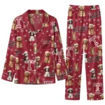 Temple Owls Long Pajama Set Customized Animal Scatter Red Best Selling
