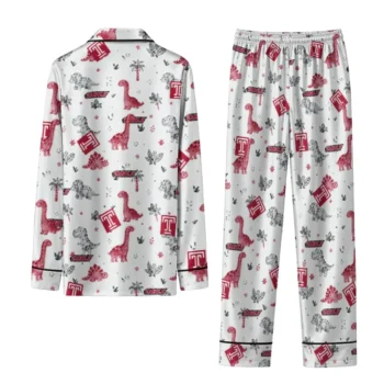 Temple Owls Long Pajama Set Customized Character Scatter Fashion Forward
