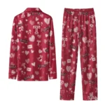 Temple Owls Long Pajama Set Customized Heart Charms Red Best Selling