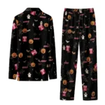 Temple Owls Long Pajama Set Customized Icon Confetti Black Best Selling