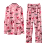 Temple Owls Long Pajama Set Customized Ribbon Chains Red Best Selling