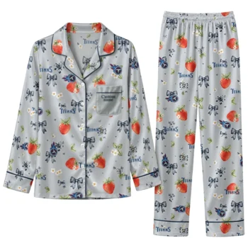 tennessee titans long pajama set personalized ribbon florals navy best selling.webp