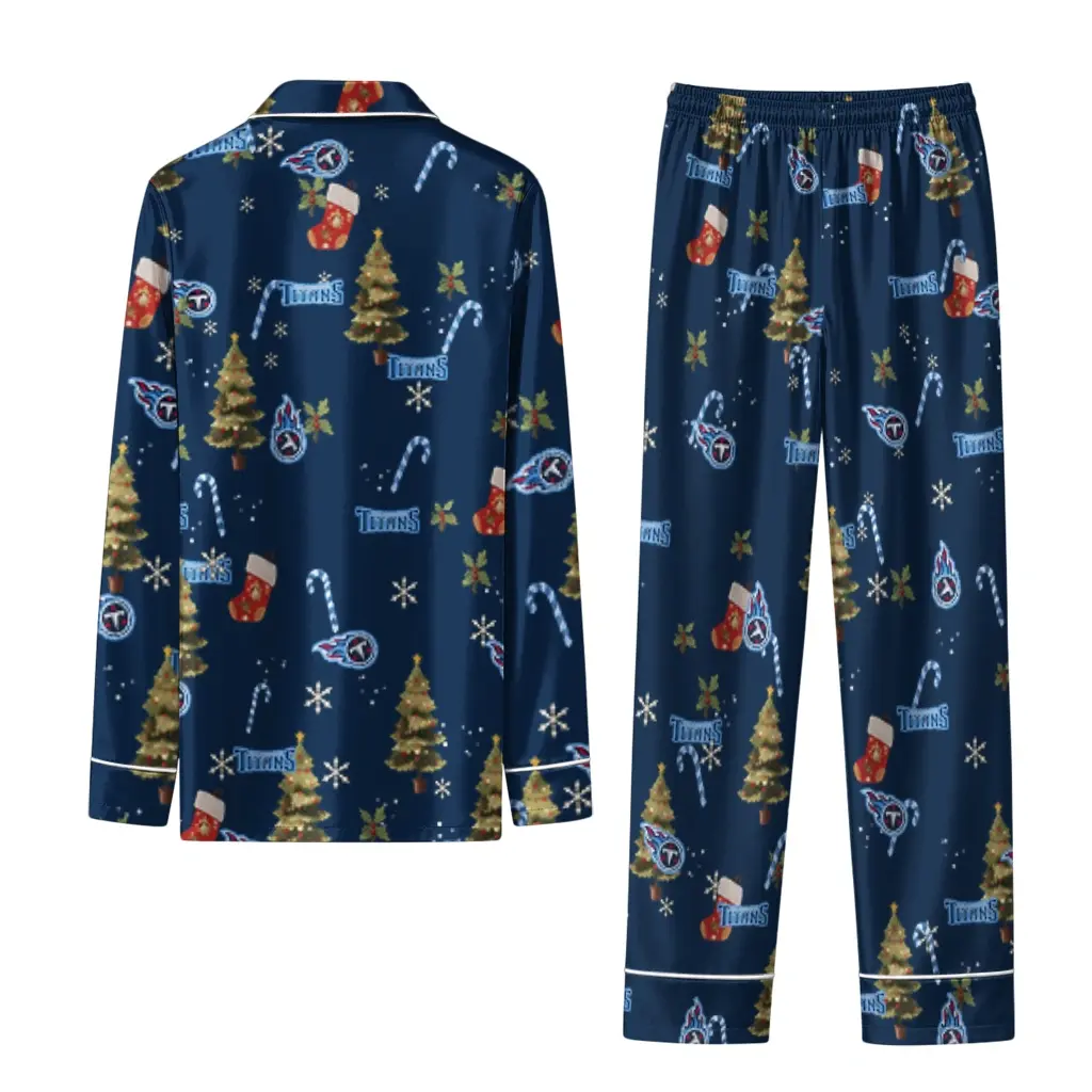 Tennessee Titans Long Pajama Set Personalized Sprig Scatter Navy Fashion Forward Tennessee Titans Long Pajama Set Personalized Sprig Scatter Navy Fashion Forward