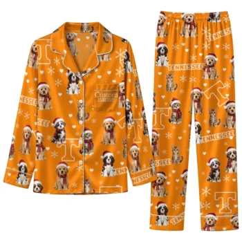 Tennessee Volunteers Long Pajama Set Personalized Animal Scatter Orange Best Selling