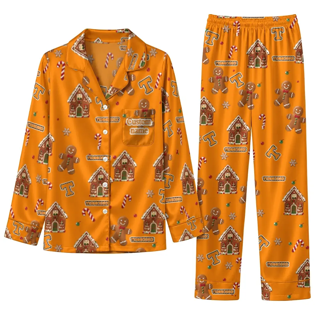 Tennessee Volunteers Long Pajama Set Personalized Candy Scatter Orange Best Selling Tennessee Volunteers Long Pajama Set Personalized Candy Scatter Orange Best Selling