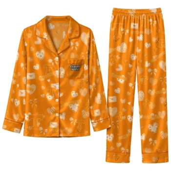 Tennessee Volunteers Long Pajama Set Personalized Heart Charms Orange Best Selling