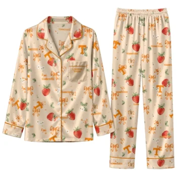 Tennessee Volunteers Long Pajama Set Personalized Ribbon Florals Orange Best Selling