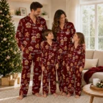 Texas Am Aggies Long Pajama Set Custom Candy Scatter Maroon Best Selling