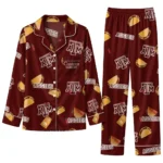 Texas Am Aggies Long Pajama Set Custom Snack Scatter Maroon Best Selling