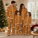 Texas Longhorns Long Pajama Set Personalized Animal Scatter Orange Best Selling