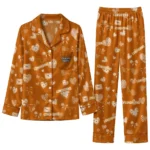 Texas Longhorns Long Pajama Set Personalized Heart Charms Orange Best Selling