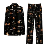 Texas Longhorns Long Pajama Set Personalized Icon Confetti Black Best Selling