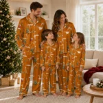 Texas Longhorns Long Pajama Set Personalized Sprig Scatter Orange Best Selling