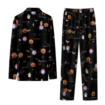texas rangers long pajama set customized icon confetti black fashion forward.webp