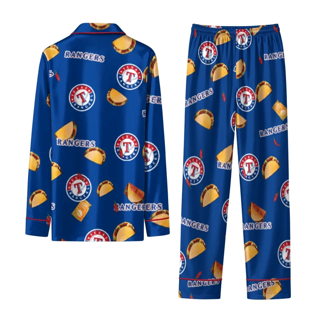 Texas Rangers Long Pajama Set Customized Snack Scatter Blue Fashion Forward Texas Rangers Long Pajama Set Customized Snack Scatter Blue Fashion Forward