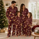 Texas State Bobcats Long Pajama Set Custom Snack Scatter Maroon Best Selling