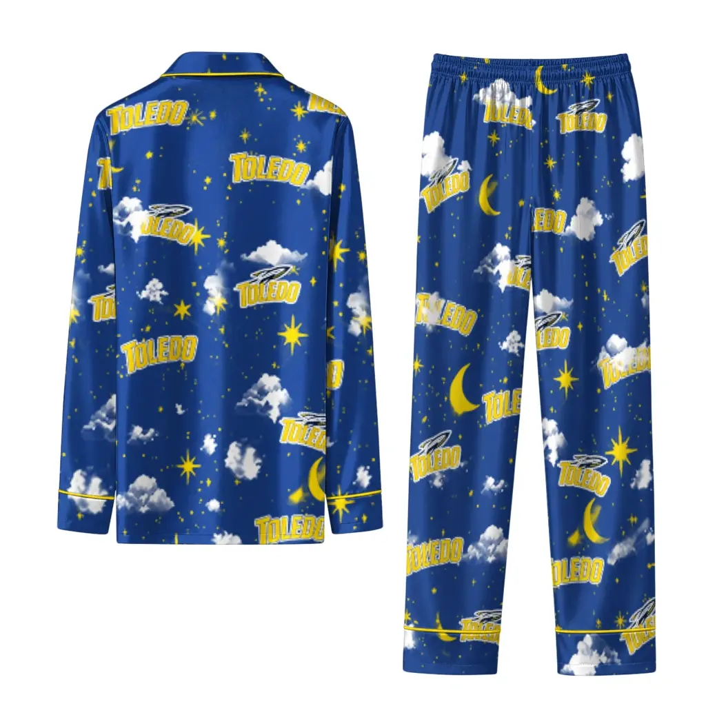 Toledo Rockets Long Pajama Set Custom Cloud Stars Blue Fashion Forward Toledo Rockets Long Pajama Set Custom Cloud Stars Blue Fashion Forward