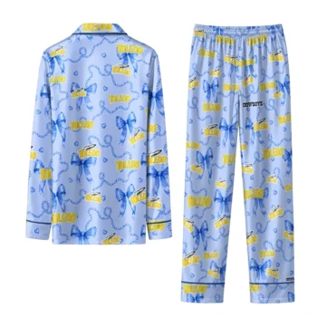Toledo Rockets Long Pajama Set Custom Ribbon Chains Blue Fashion Forward