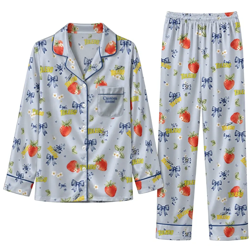 Toledo Rockets Long Pajama Set Custom Ribbon Florals Blue Best Selling Toledo Rockets Long Pajama Set Custom Ribbon Florals Blue Best Selling