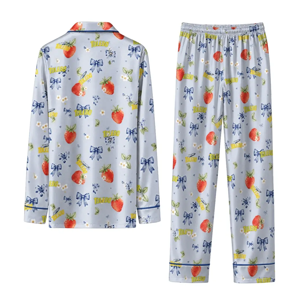 Toledo Rockets Long Pajama Set Custom Ribbon Florals Blue Fashion Forward Toledo Rockets Long Pajama Set Custom Ribbon Florals Blue Fashion Forward
