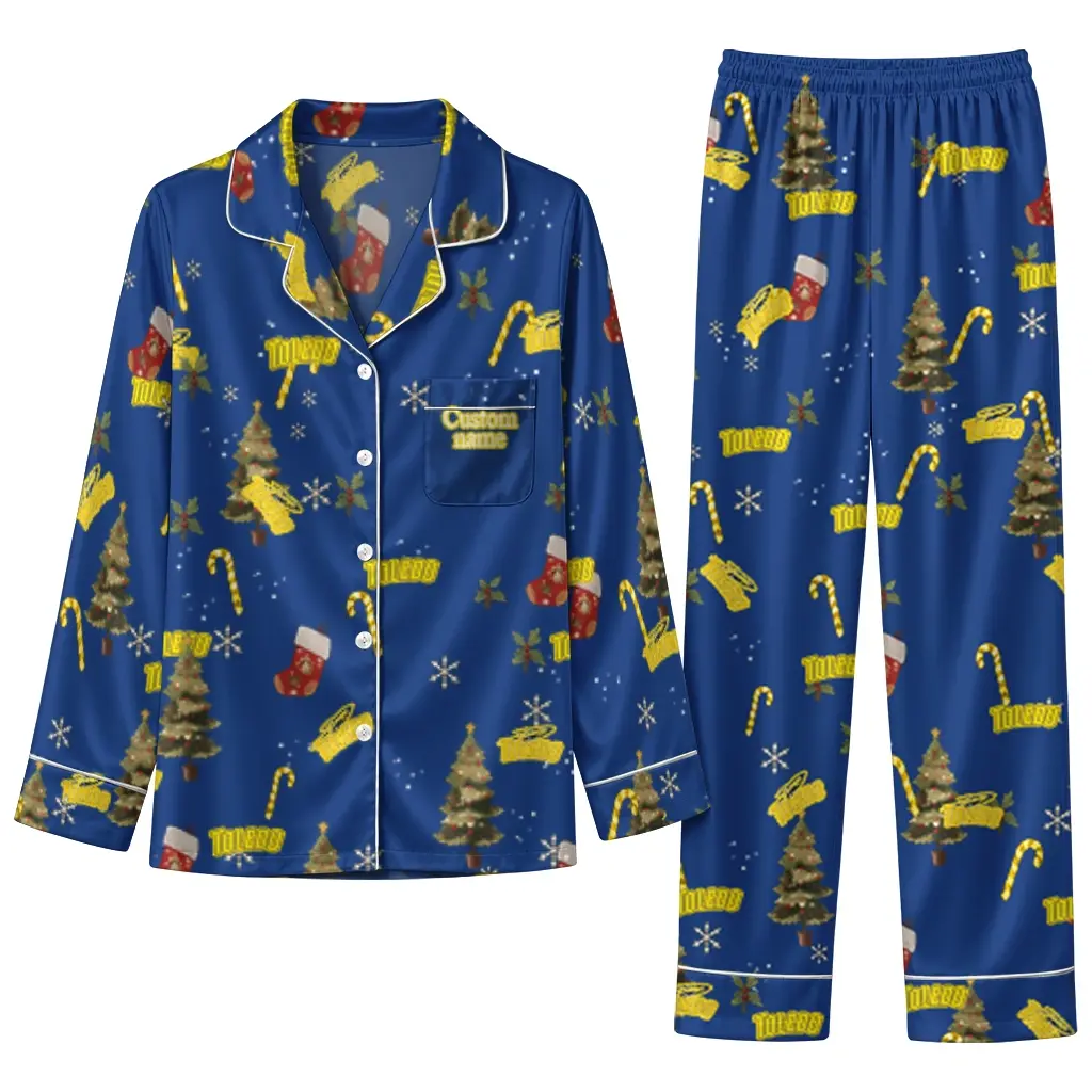 Toledo Rockets Long Pajama Set Custom Sprig Scatter Blue Best Selling Toledo Rockets Long Pajama Set Custom Sprig Scatter Blue Best Selling
