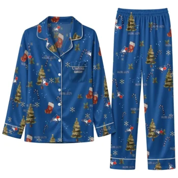 Toronto Blue Jays Long Pajama Set Custom Sprig Scatter Blue Best Selling