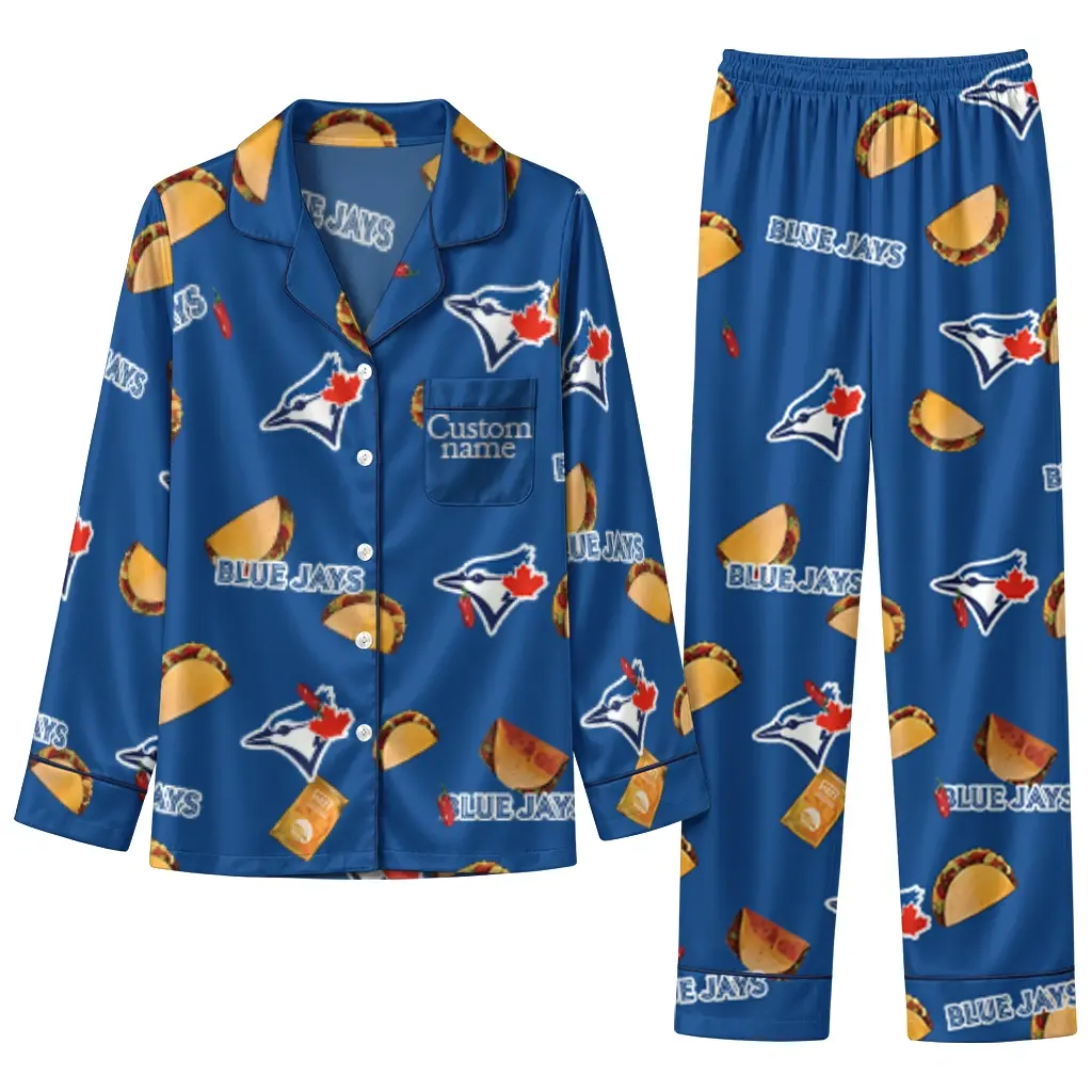 Toronto Blue Jays Long Pajama Set Personalized Snack Scatter Blue Best Selling Toronto Blue Jays Long Pajama Set Personalized Snack Scatter Blue Best Selling