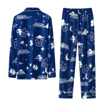 Toronto Maple Leafs Long Pajama Set Customized Cloud Stars Blue Fashion Forward