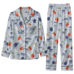 toronto maple leafs long pajama set customized ribbon florals blue best selling.webp