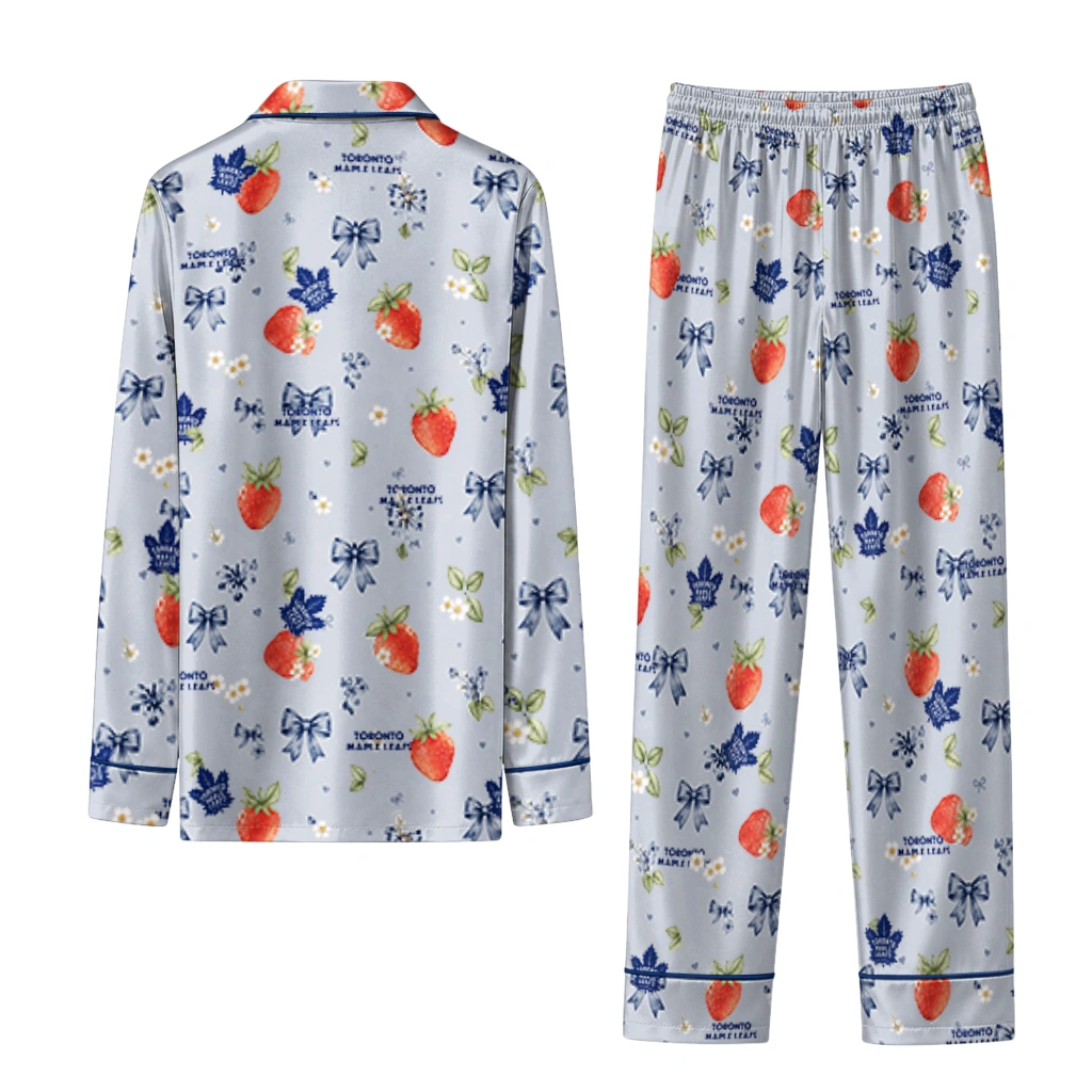 toronto maple leafs long pajama set customized ribbon florals blue fashion forward.webp toronto maple leafs long pajama set customized ribbon florals blue fashion forward.webp