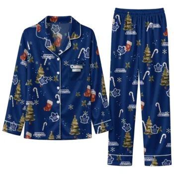 Toronto Maple Leafs Long Pajama Set Customized Sprig Scatter Blue Best Selling