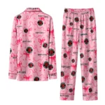 toronto raptors long pajama set customized ribbon chains red best selling.webp